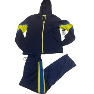 Athletic works tracksuit jacket hood joggers navy blue pants boys size 14 16 XL